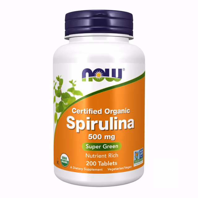 NOW Foods Certified Organic Spirulina 500 мг, 200 таблеток