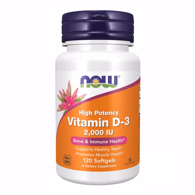 NOW Foods Vitamin D-3 2000 МЕ, 120 мягких капсул