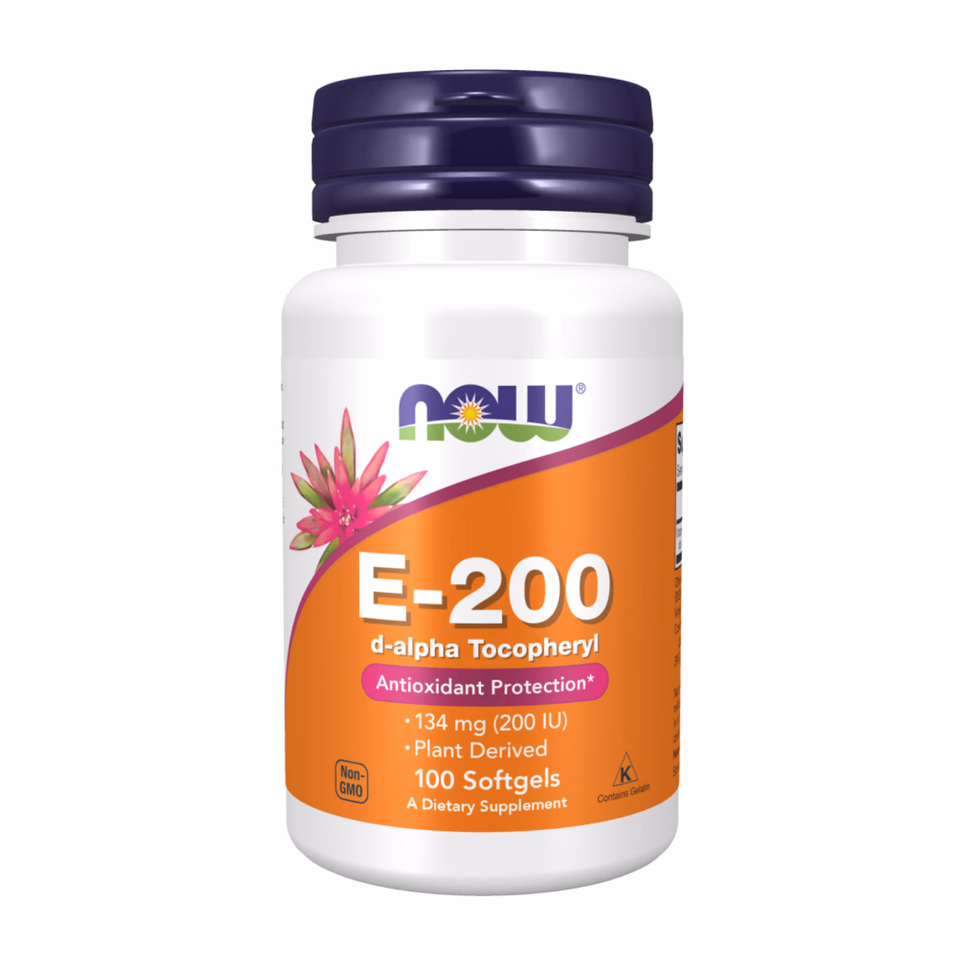 NOW Foods Vitamin E-200 D-Alpha Tocopheryl, 100 мягких капсул