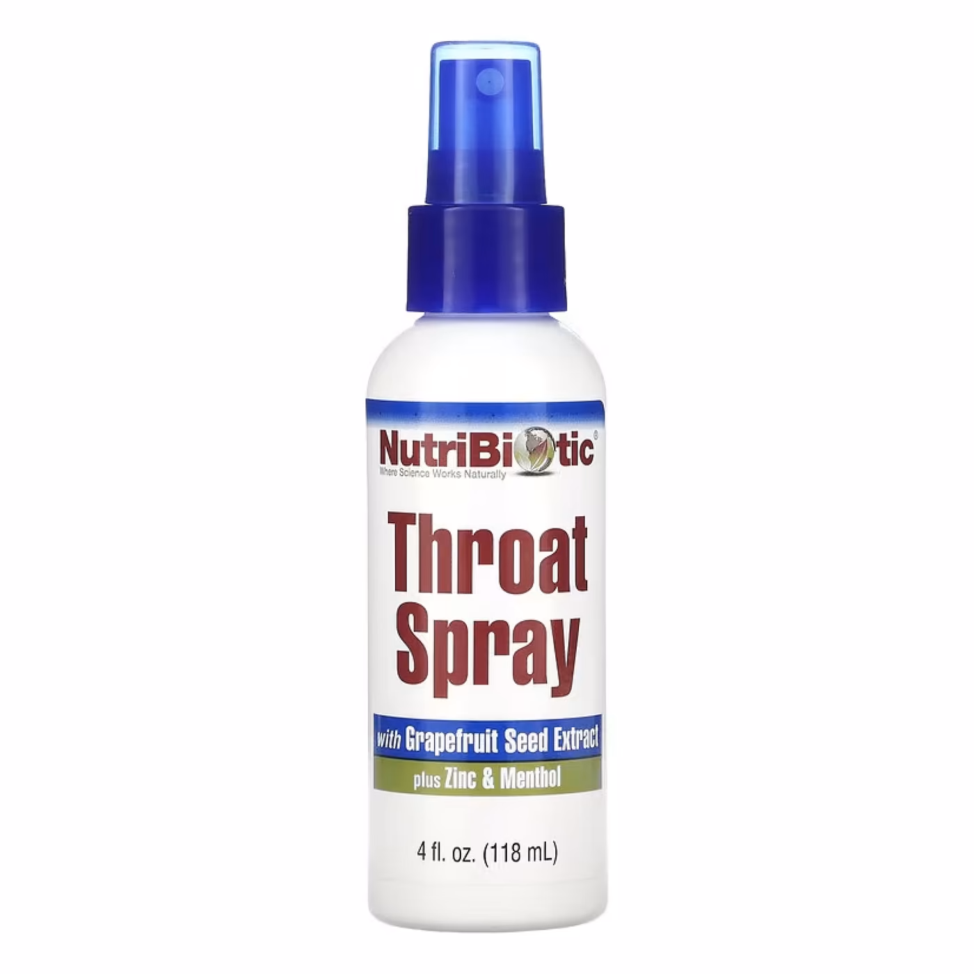 NutriBiotic Throat Spray, спрей для горла с экстрактом семян грейпфрута, цинком и ментолом, 118 мл