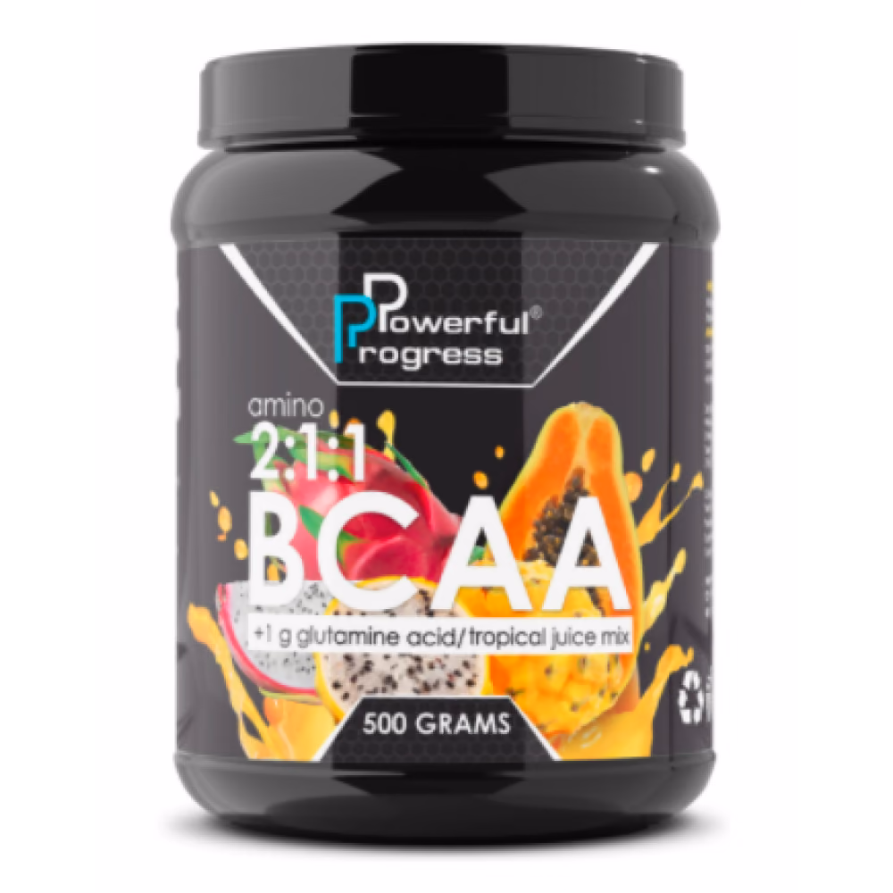 Powerful Progress BCAA 2:1:1 + Glutamine, Tropical mix, 500 г