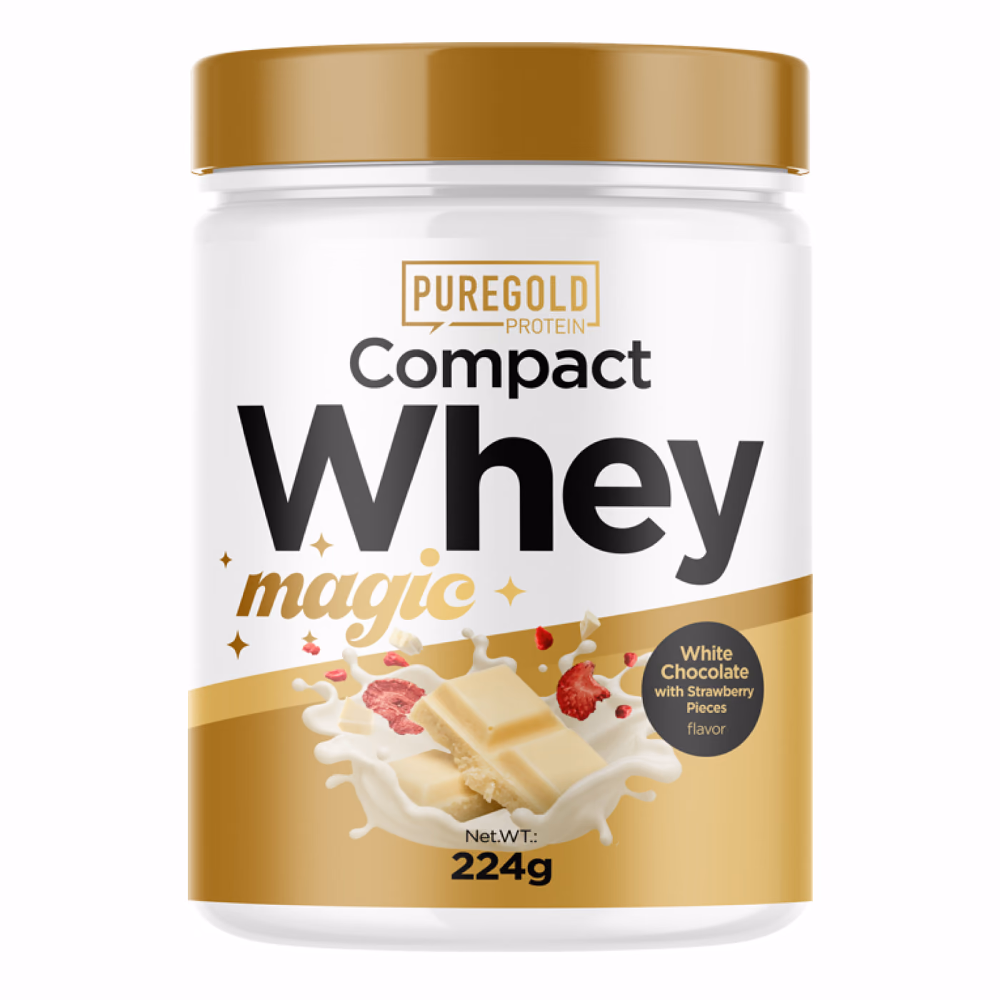 Pure Gold Compact Magic Whey Protein 224 г — белый шоколад с кусочками клубники