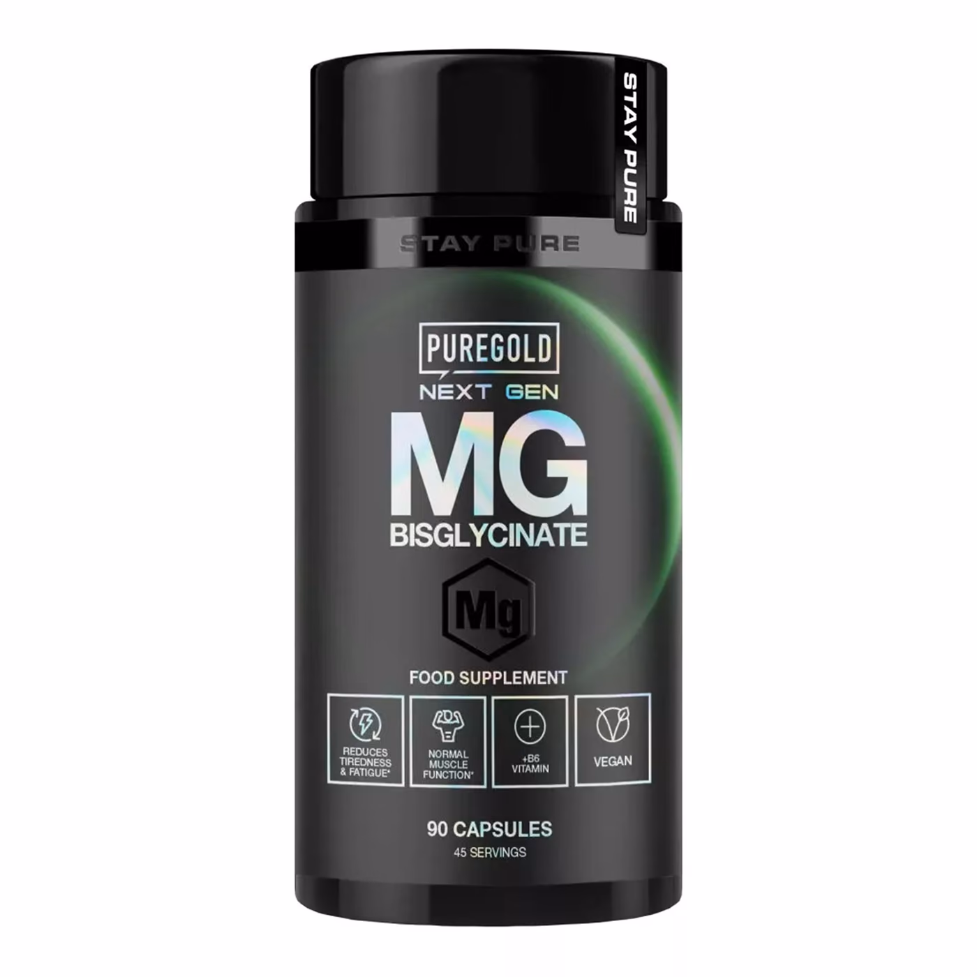 Pure Gold Magnesium Bisglycinate + B6, 90 капсул