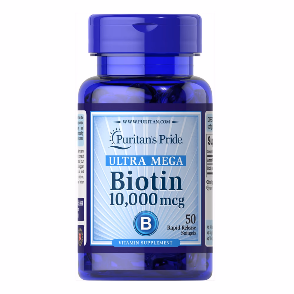 Puritan's Pride Ultra Mega Biotin 10 000 мкг, 50 мягких капсул