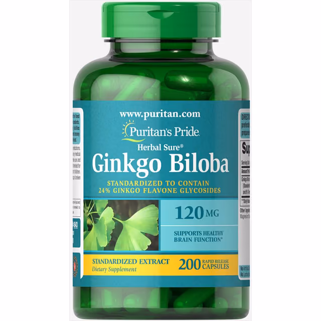 Puritan's Pride Herbal Sure® Ginkgo Biloba Standardized Extract 120 мг — 200 капсул