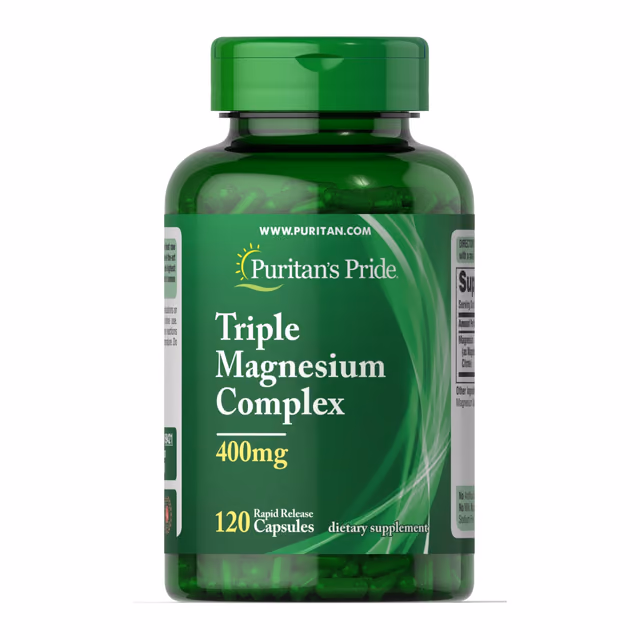 Puritan’s Pride Triple Magnesium Complex 400 мг, 120 капсул быстрого высвобождения