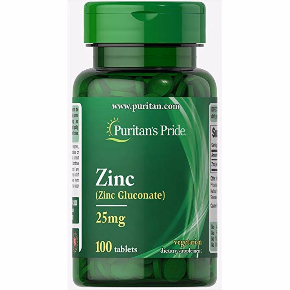 Puritan’s Pride Zinc (глюконат цинка) 25 мг, 100 вегетарианских таблеток