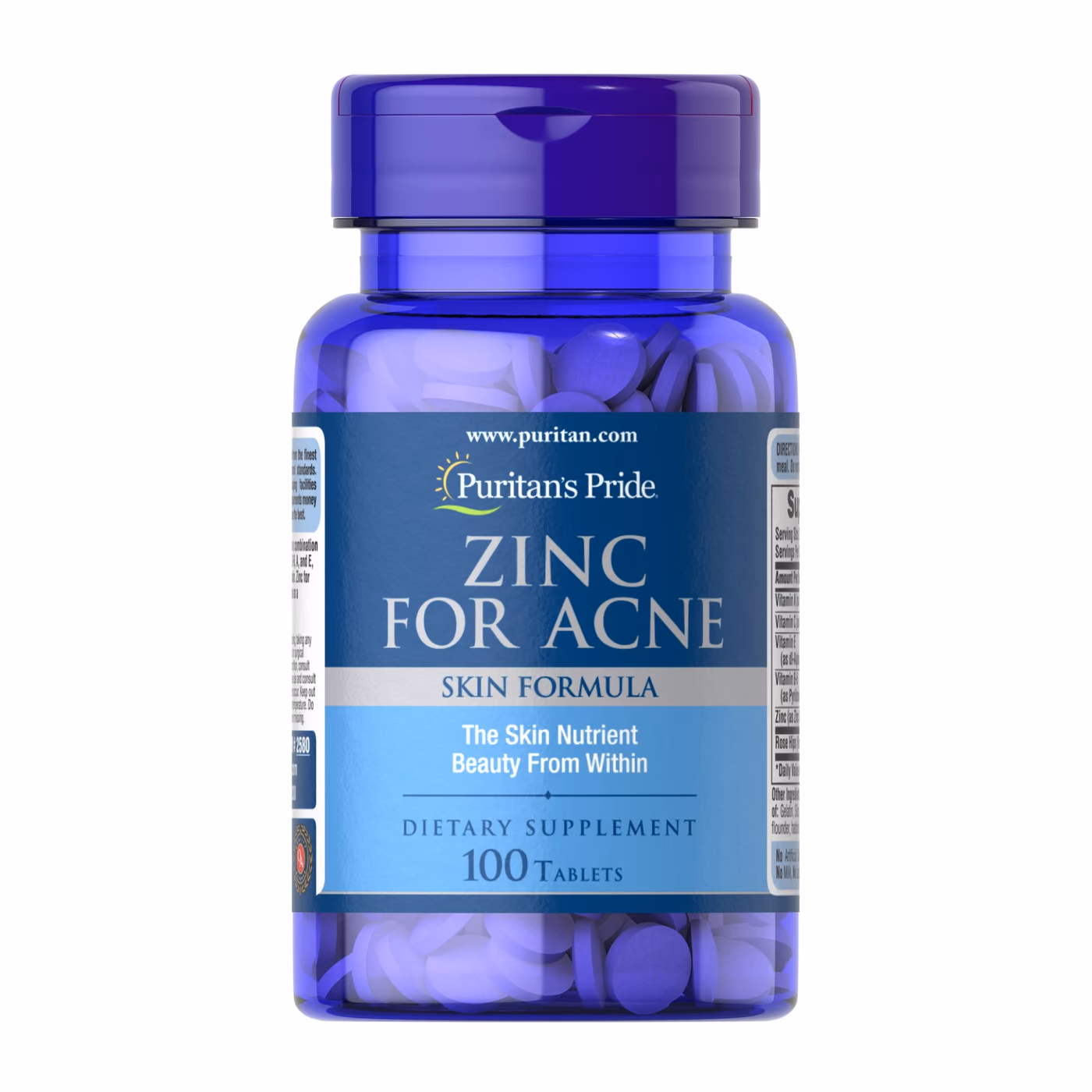 Puritan's Pride Zinc for Acne Skin Formula, 100 таблеток
