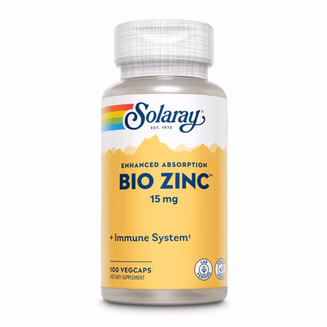 Solaray Bio Zinc 15 мг, 100 вегетарианских капсул