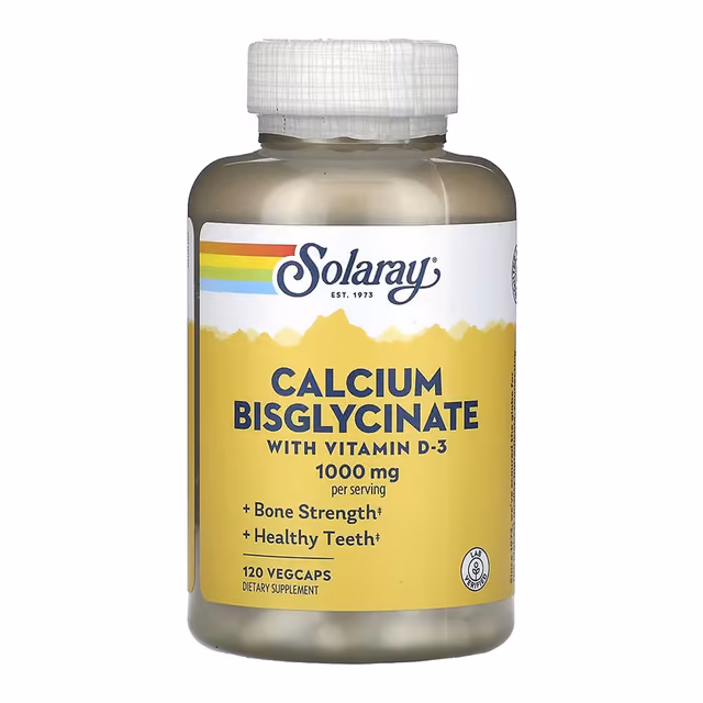 Solaray Calcium Bisglycinate with Vitamin D-3 1000 mg, 120 VegCaps