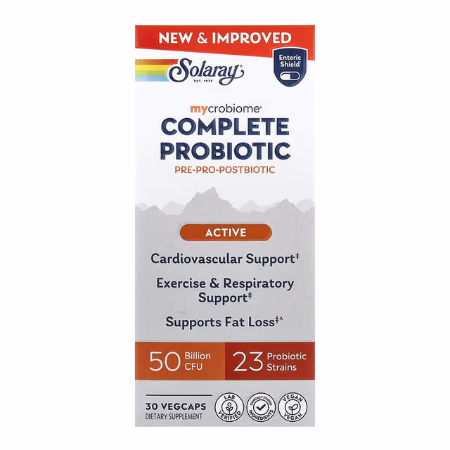 Solaray mycrobiome Complete Probiotic Active, 30 вегетарианских капсул