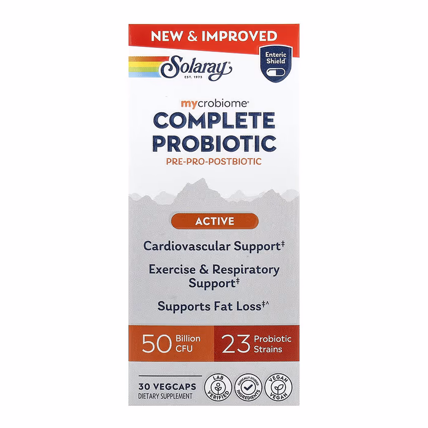 Solaray mycrobiome Complete Probiotic Active, 30 вегетарианских капсул