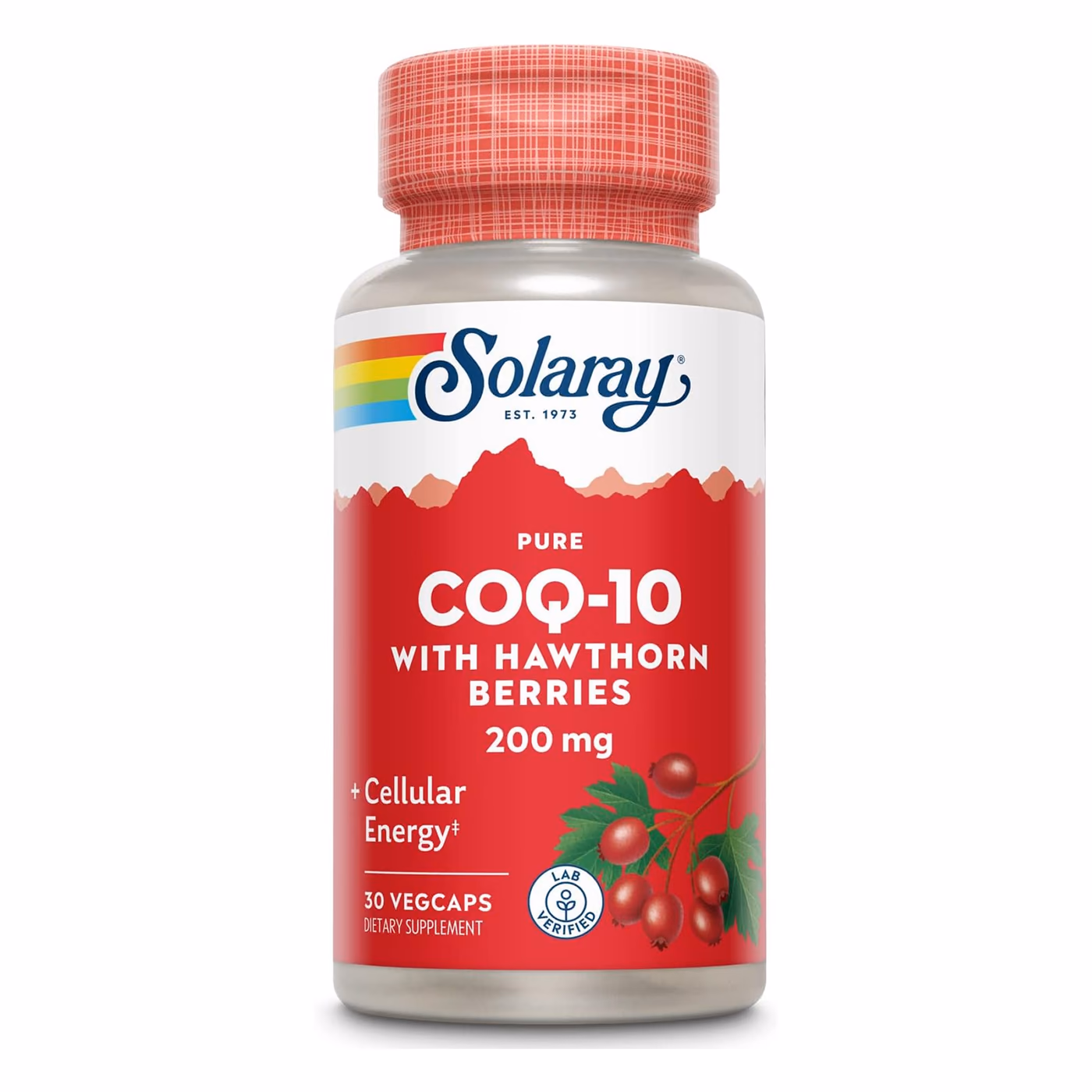 Solaray Pure CoQ-10 с ягодами боярышника, 200 мг, 30 растительных капсул