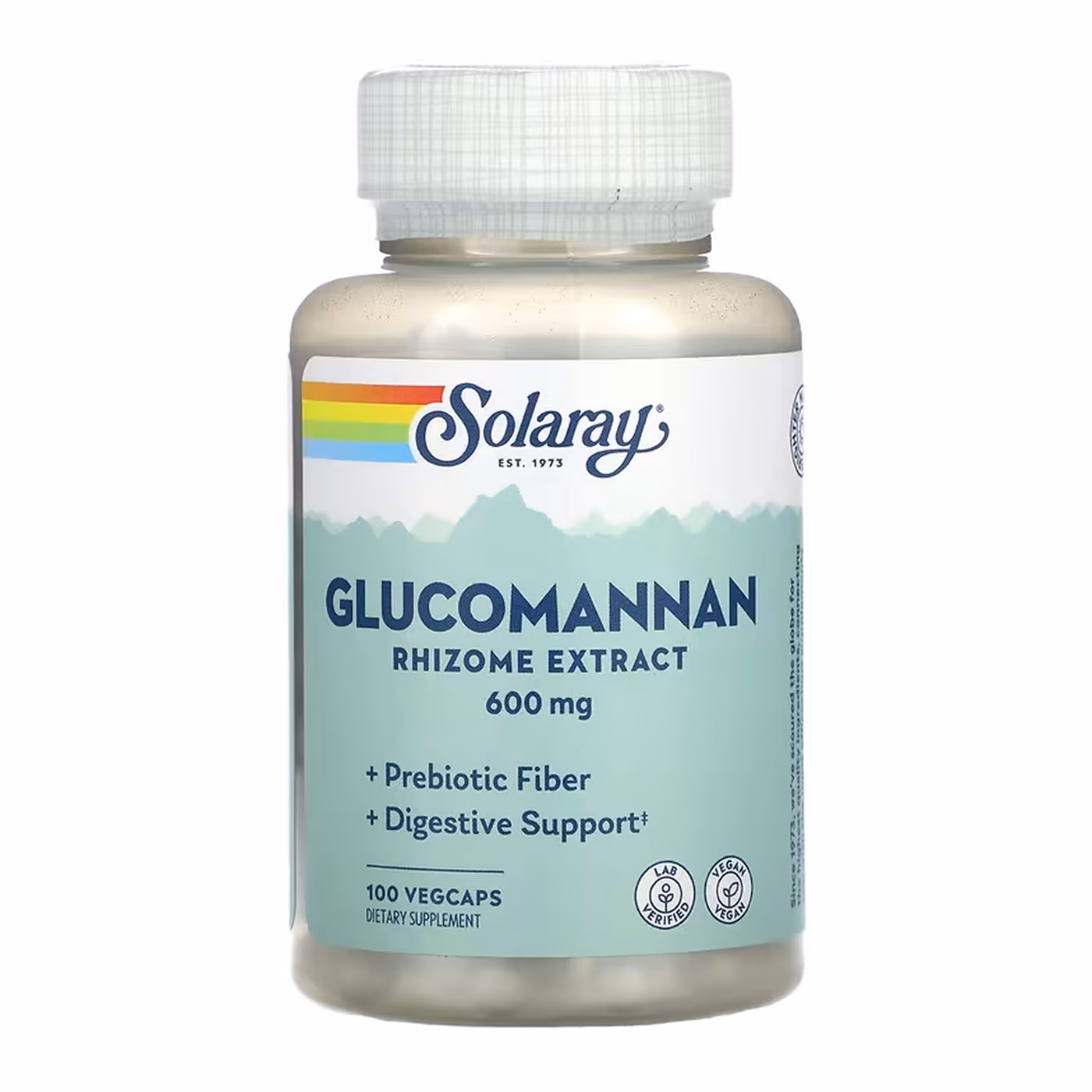 Solaray Glucomannan Rhizome Extract 600 мг, 100 вегетарианских капсул