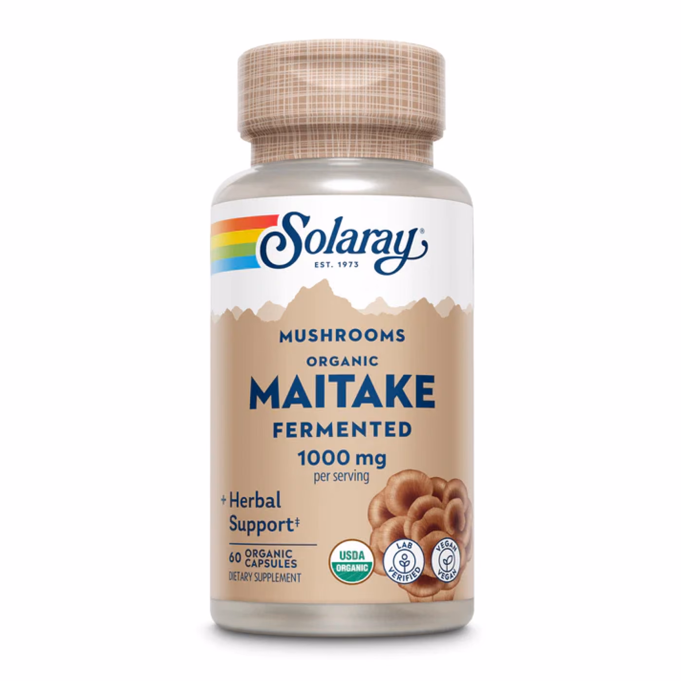Solaray Organic Grown Fermented Maitake 1000 мг, 60 капсул