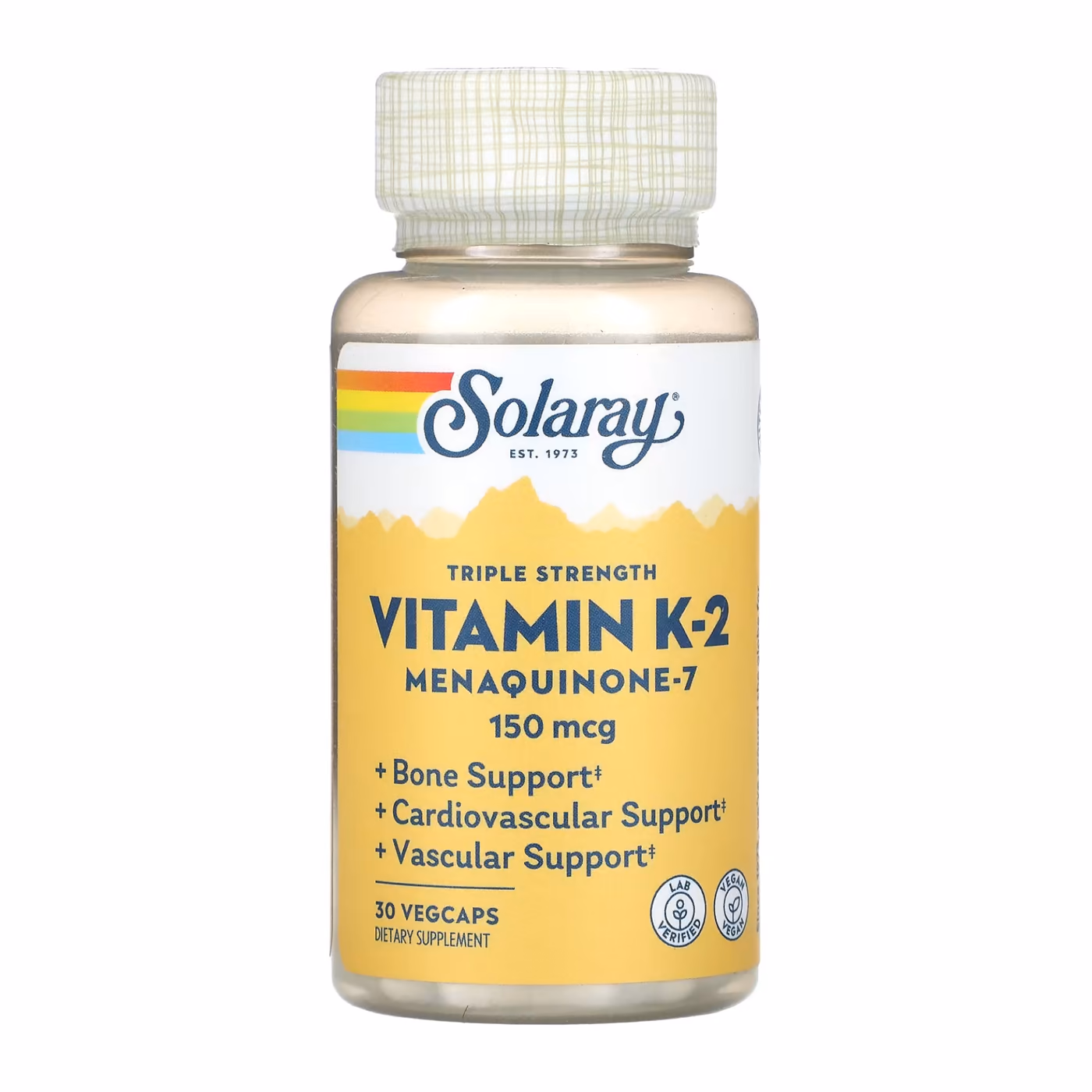 Solaray Triple Strength Vitamin K-2 MK-7 150 мкг, 30 вегетарианских капсул