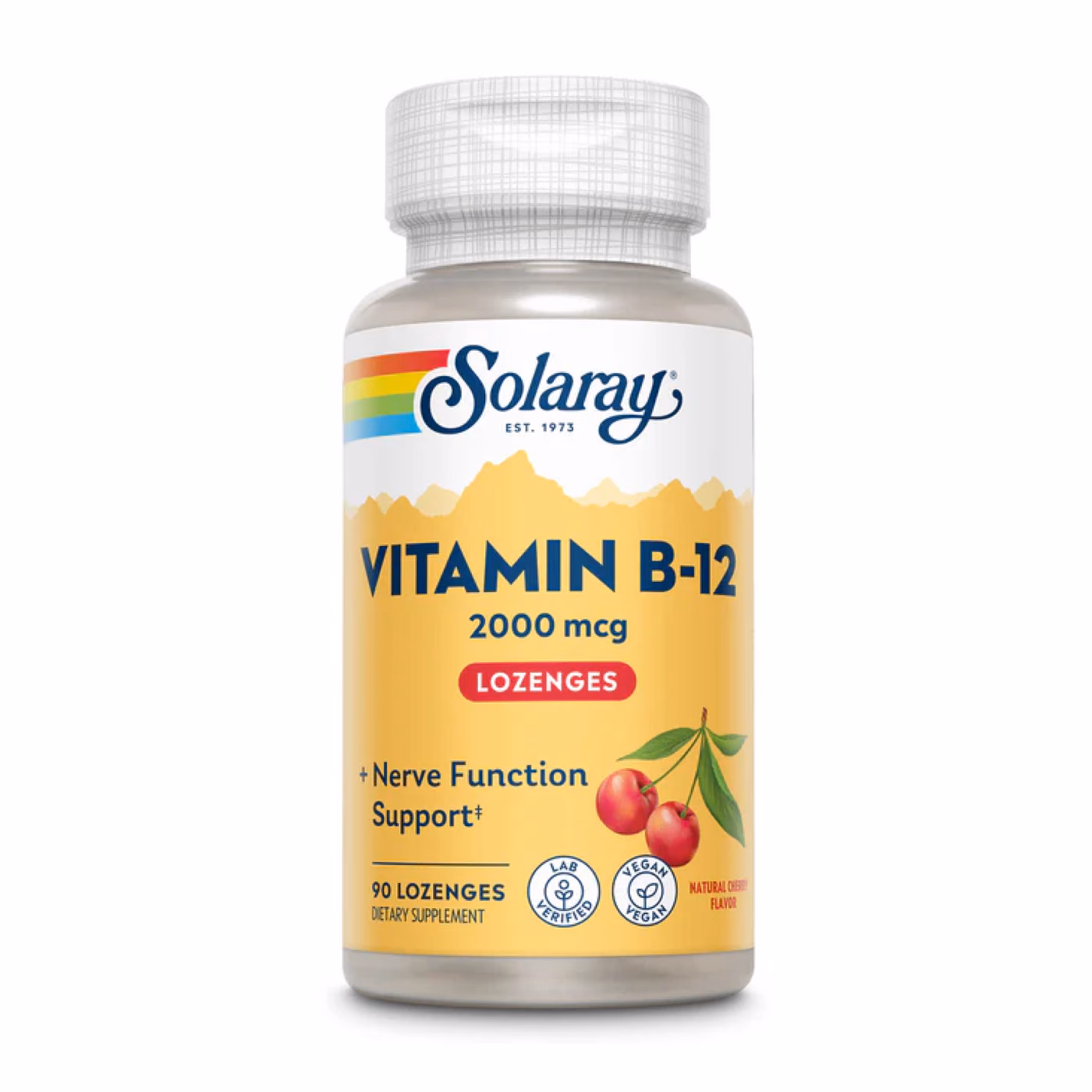 Solaray Vitamin B-12 2000 мкг, вишнёвые леденцы, 90 шт.