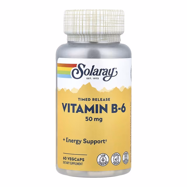 Solaray Vitamin B-6 Timed-Release 50 мг, 60 растительных капсул