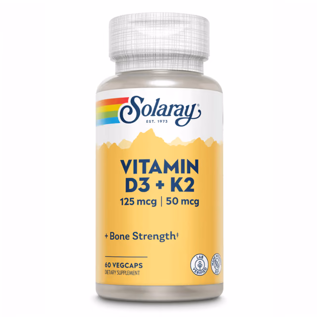 Solaray Vitamin D-3 + K-2, 60 вегетарианских капсул