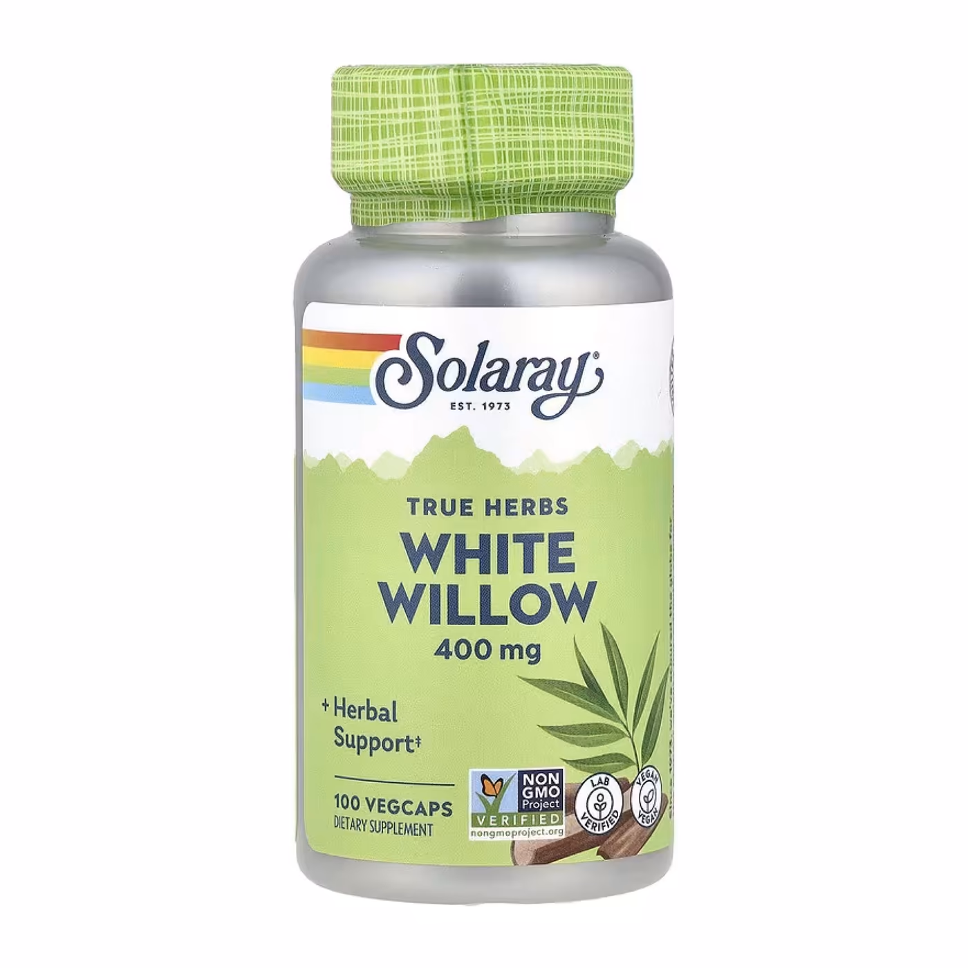 Solaray White Willow Bark 400 мг, 100 вегетарианских капсул