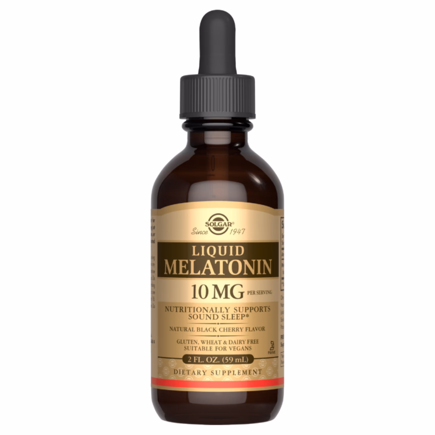 Solgar Liquid Melatonin 10 mg, натуральная чёрная вишня, 59 мл
