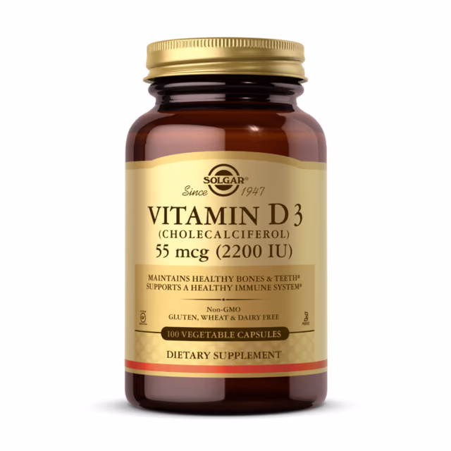 Solgar Vitamin D3 (холекальциферол) 55 мкг (2200 МЕ) — 100 растительных капсул