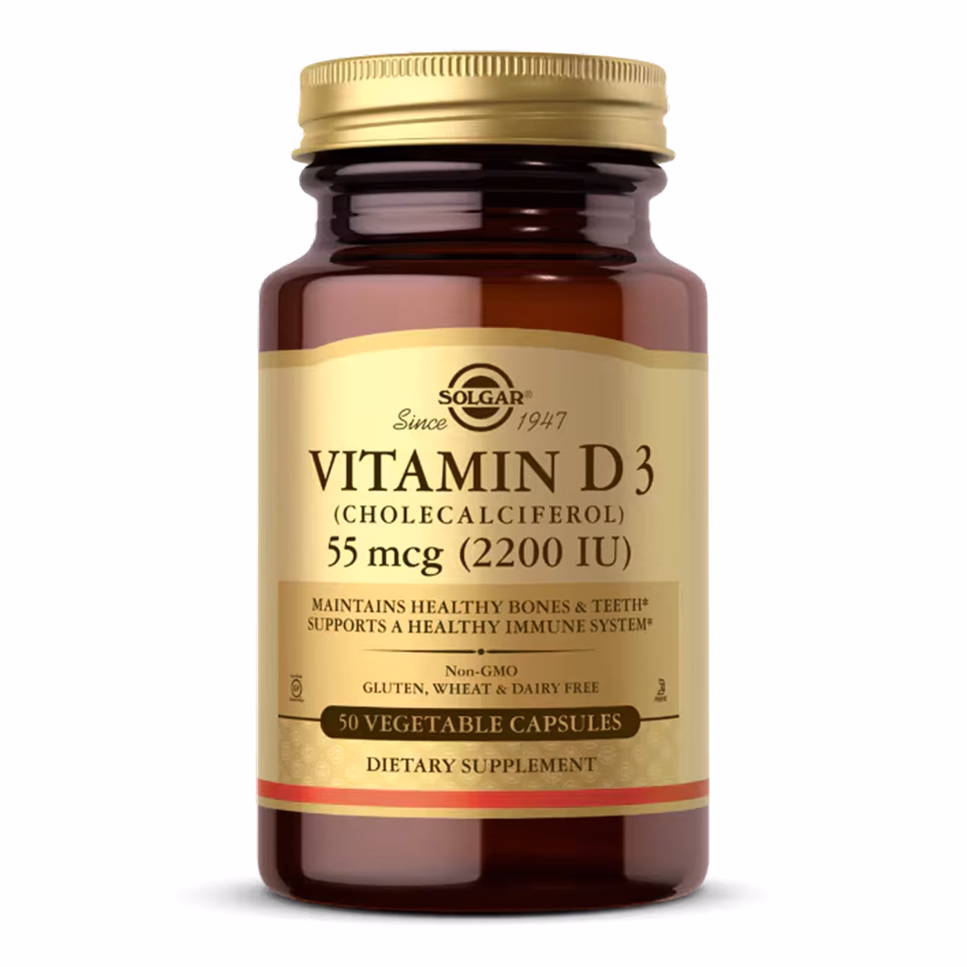 Solgar Vitamin D3 (холекальциферол) 55 мкг (2200 МЕ), 50 растительных капсул