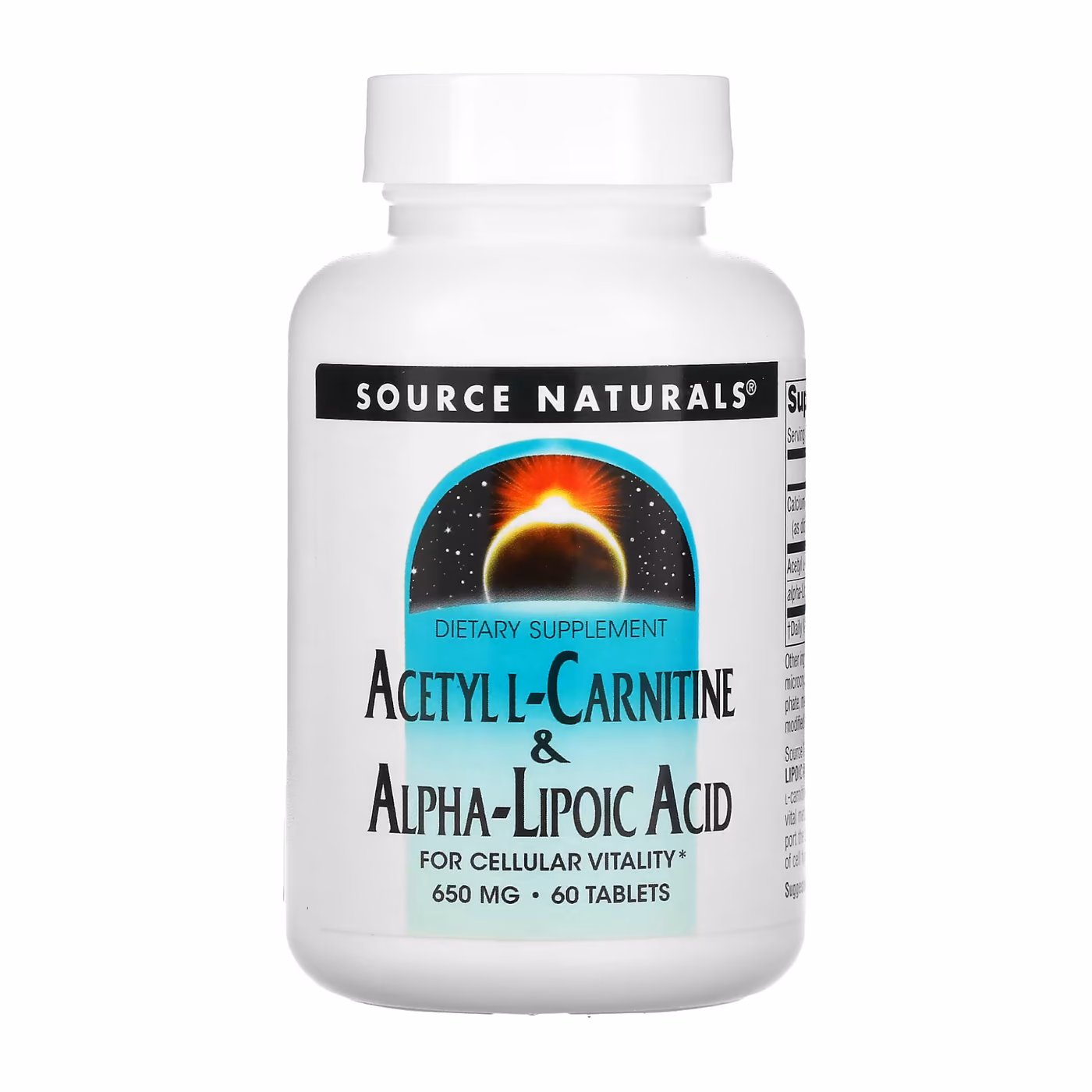 Source Naturals Acetyl L-Carnitine & Alpha-Lipoic Acid 650 мг, 60 таблеток