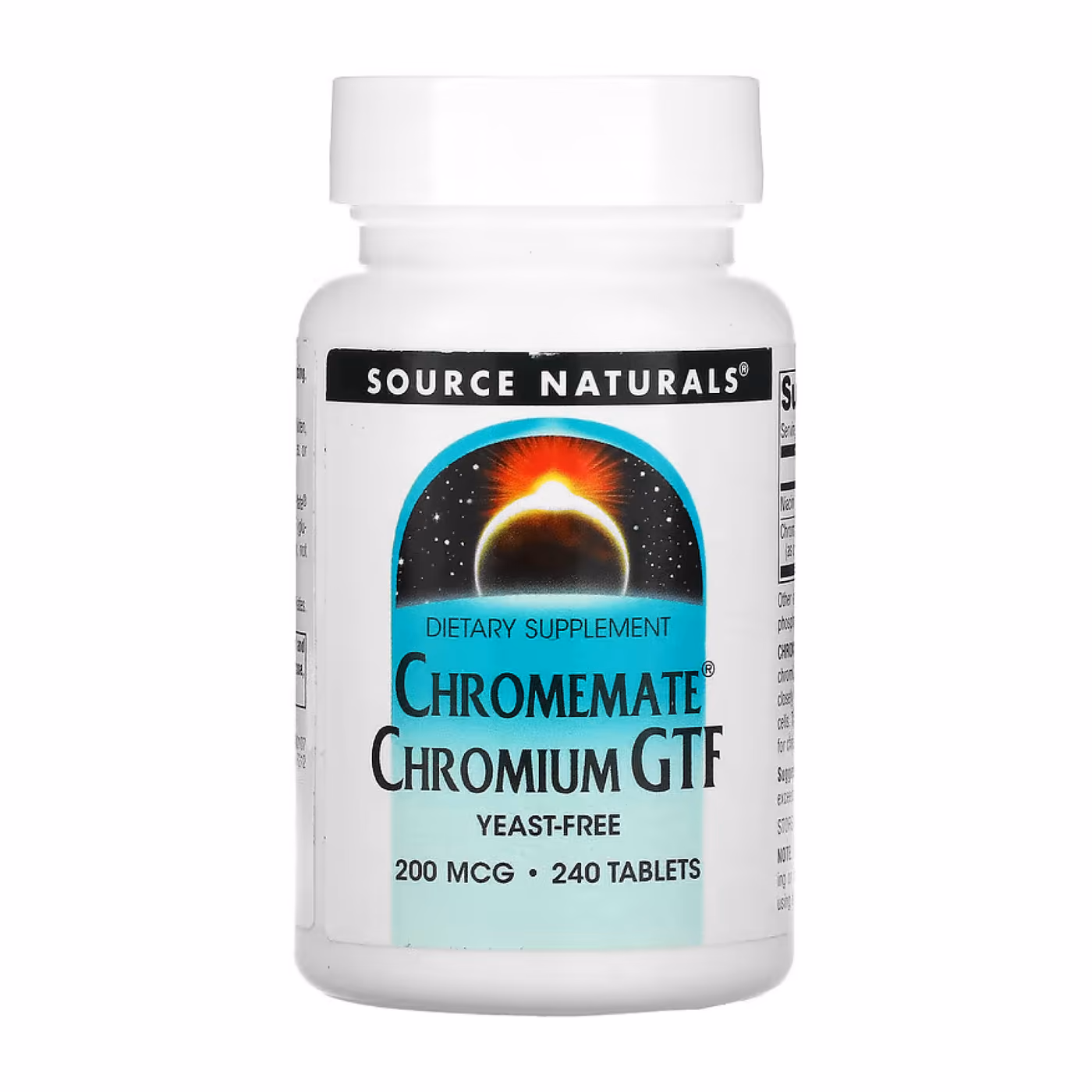 Source Naturals ChromeMate® Chromium GTF 200 мкг, без дрожжей, 240 таблеток
