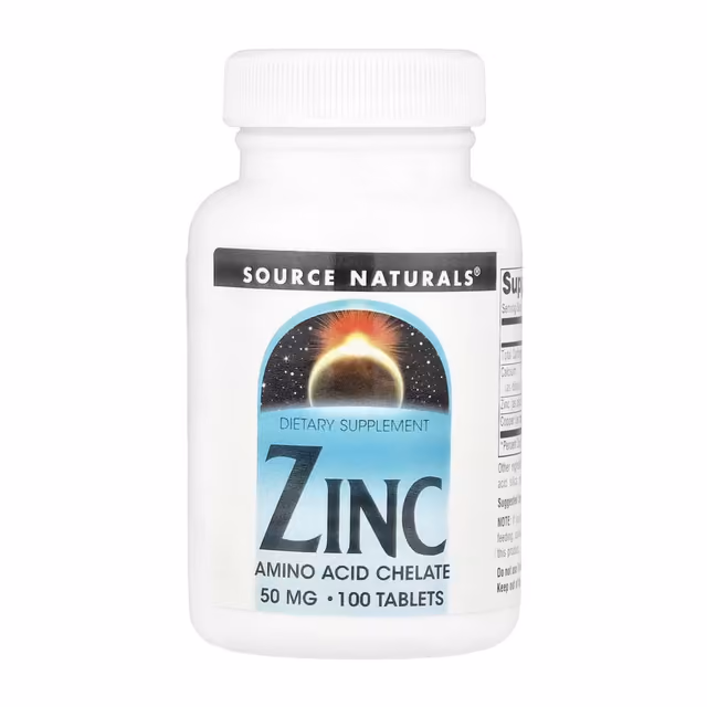 Source Naturals Zinc Amino Acid Chelate 50 mg, 100 таблеток