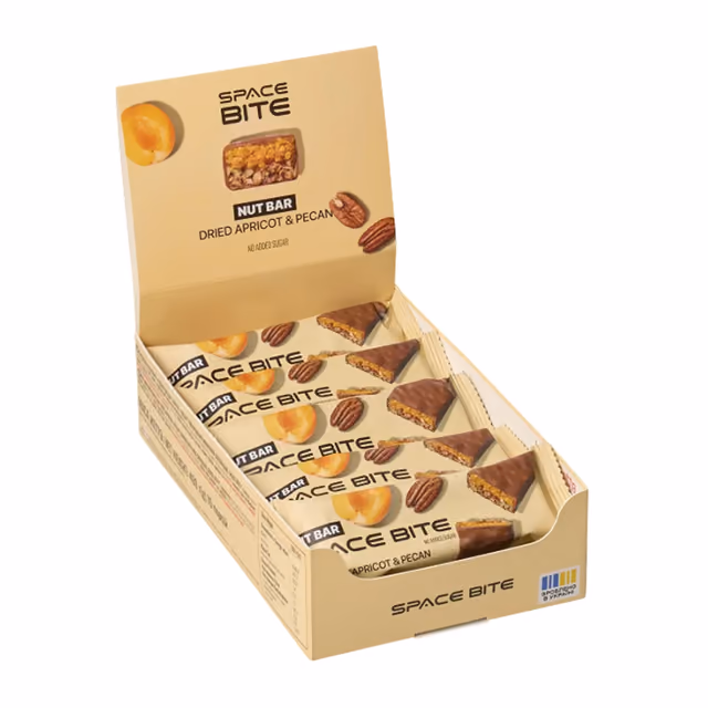 Space Bite Nut Bar Курага и пекан в молочном шоколаде без добавленного сахара, 10 × 40 г