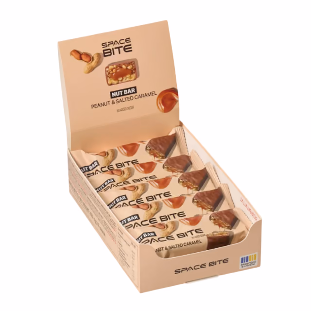 Space Bite Nut Bar, Арахис и солёная карамель, 10 × 40 г
