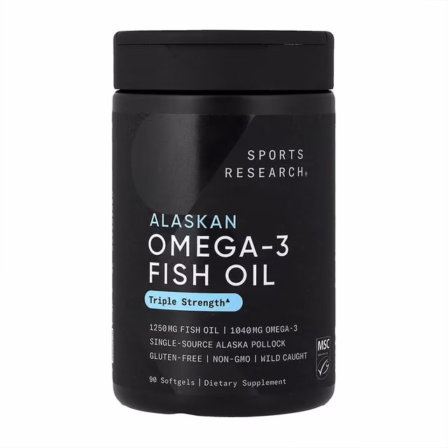 Sports Research Alaskan Omega-3 Fish Oil Triple Strength 1250 мг, 90 мягких капсул