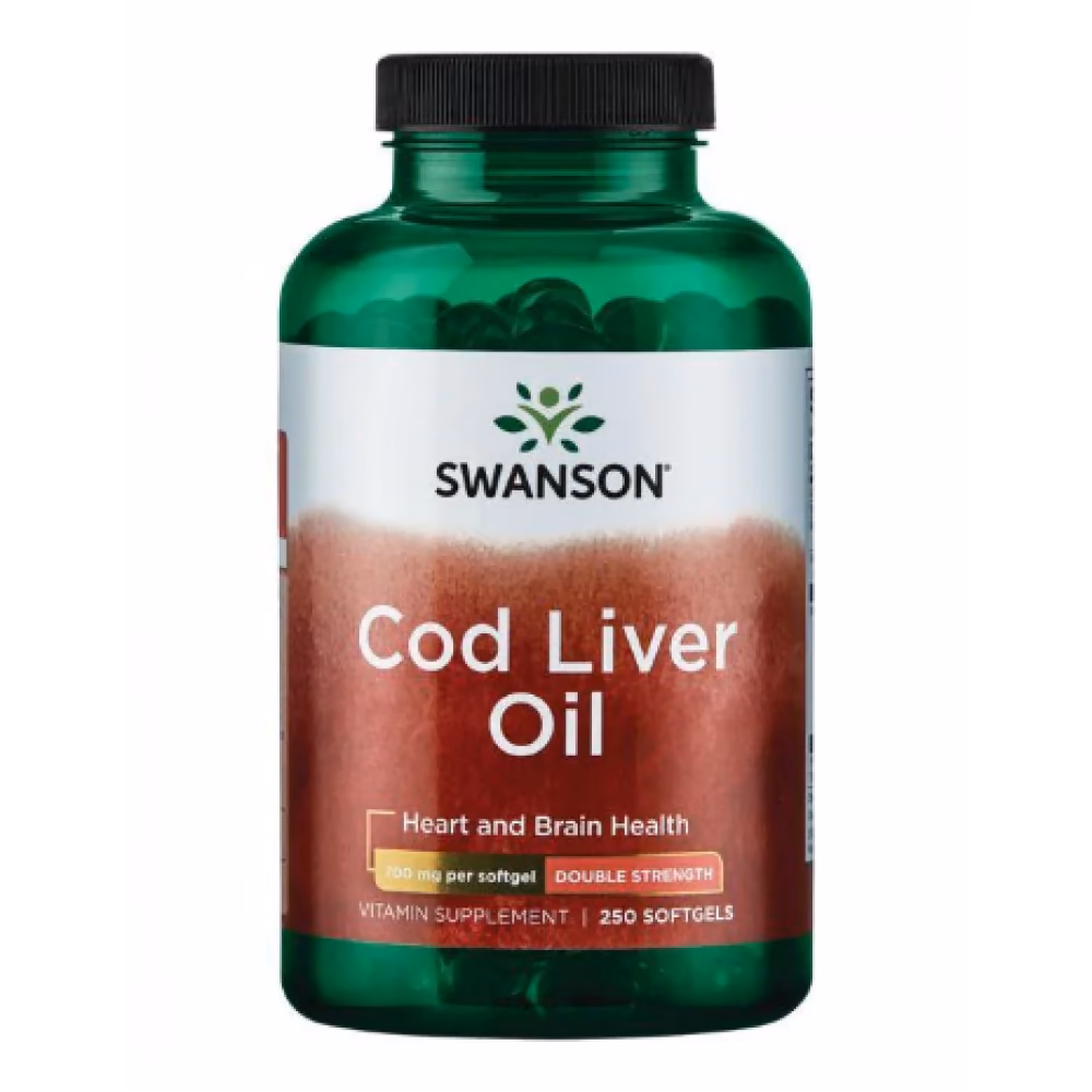 Swanson Cod Liver Oil Double Strength 700 мг, 250 мягких капсул
