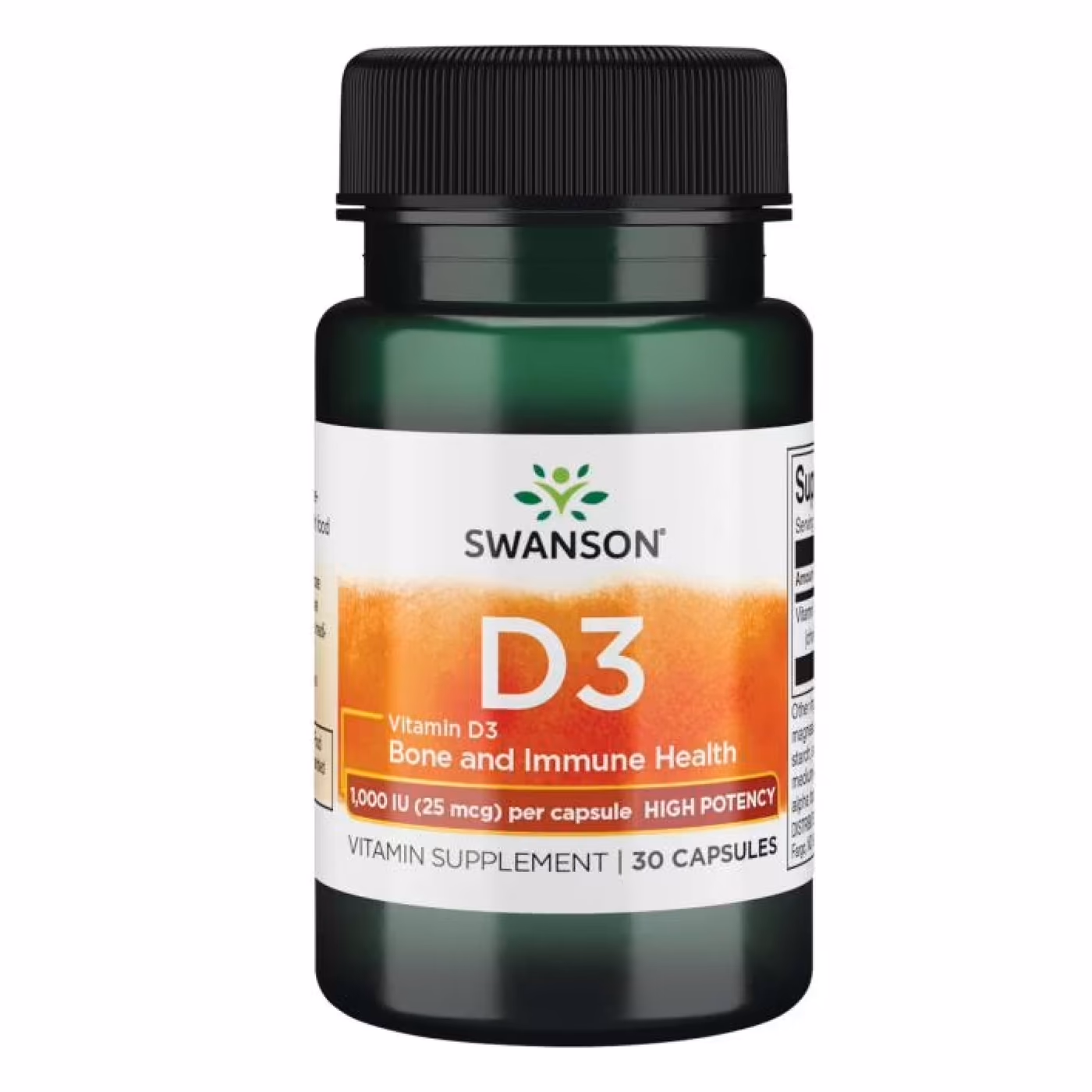 Swanson Vitamin D3 High Potency 1000 МЕ (25 мкг), 30 капсул
