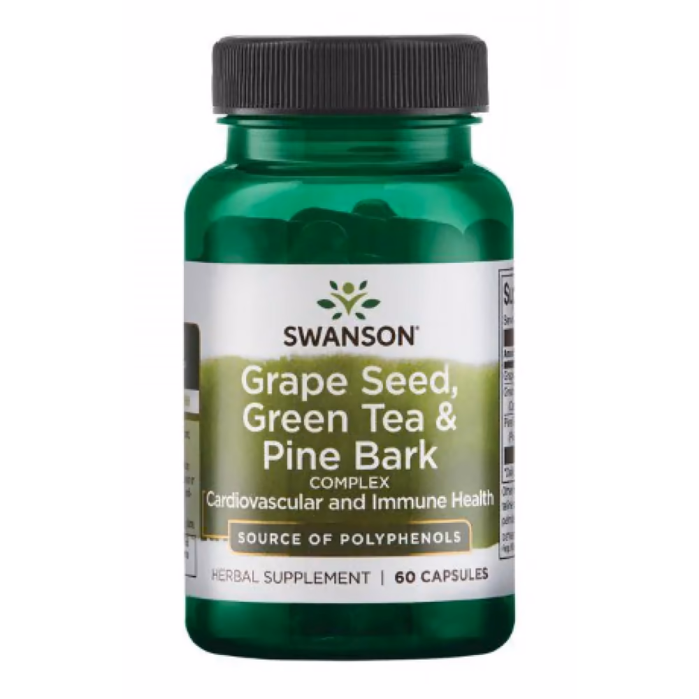 Swanson Grape Seed, Green Tea & Pine Bark Complex, 60 капсул