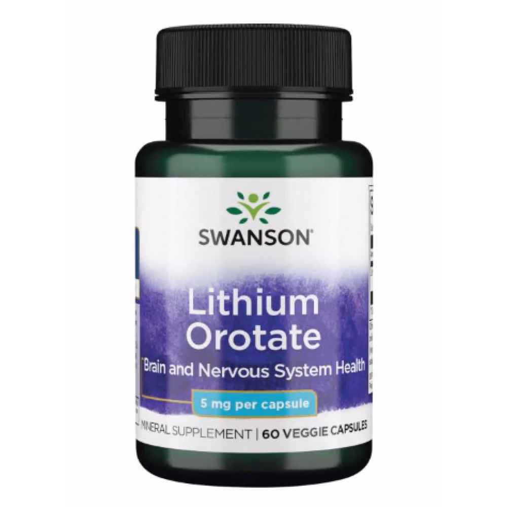 Swanson Lithium Orotate 5 мг, 60 вегетарианских капсул