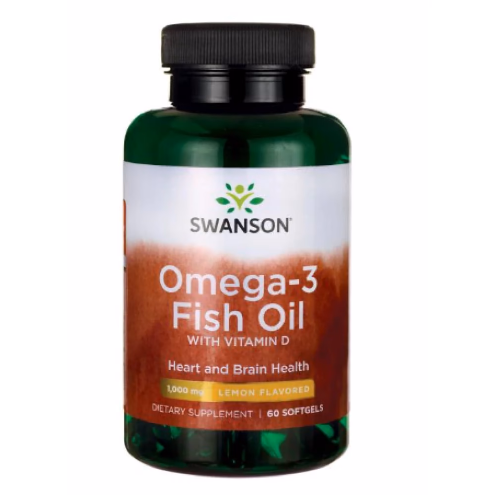 Omega-3 Fish Oil whith vitamin D - Lemone Flavored 1000mg - 60 sgels