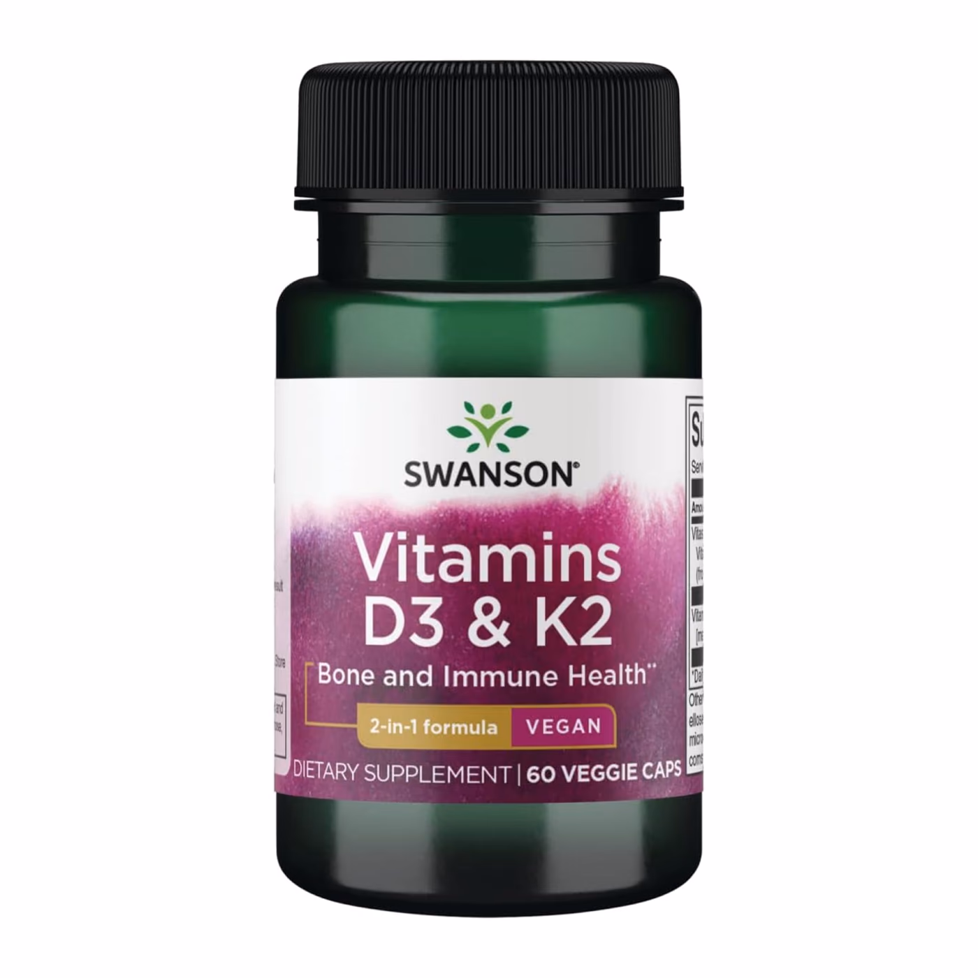Swanson Vitamins D3 & K2 2000 МЕ и 75 мкг, 60 растительных капсул